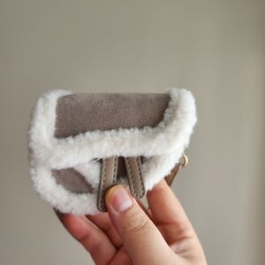 Mini Suede and Shearling Bag Keychain/charm